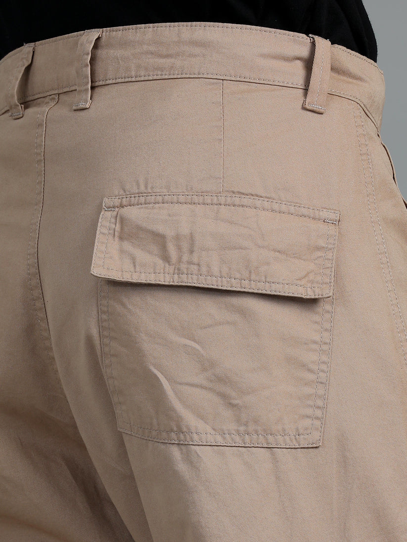 Men 2 Cotton Relaxed Fit Cargo Trousers, Beige , Moss Green