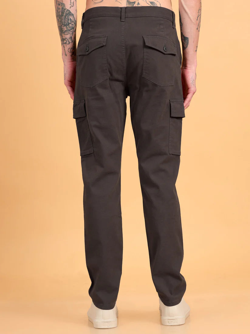 Men 2 Cotton Regular Fit Cargo Trousers, BROWN NAVY